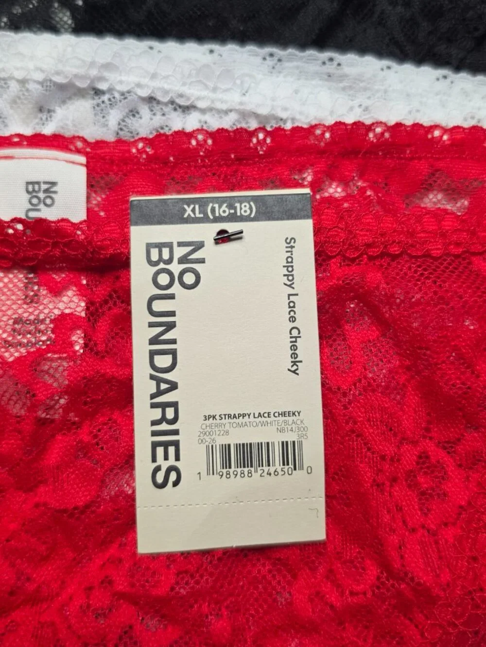 5/$15 NoBo Red Black White Lace Underwear Panties